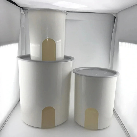 Tupperware Plastic 6 piece Canister Storage Food Container Set Stackable 1 touch - Picture 1 of 12